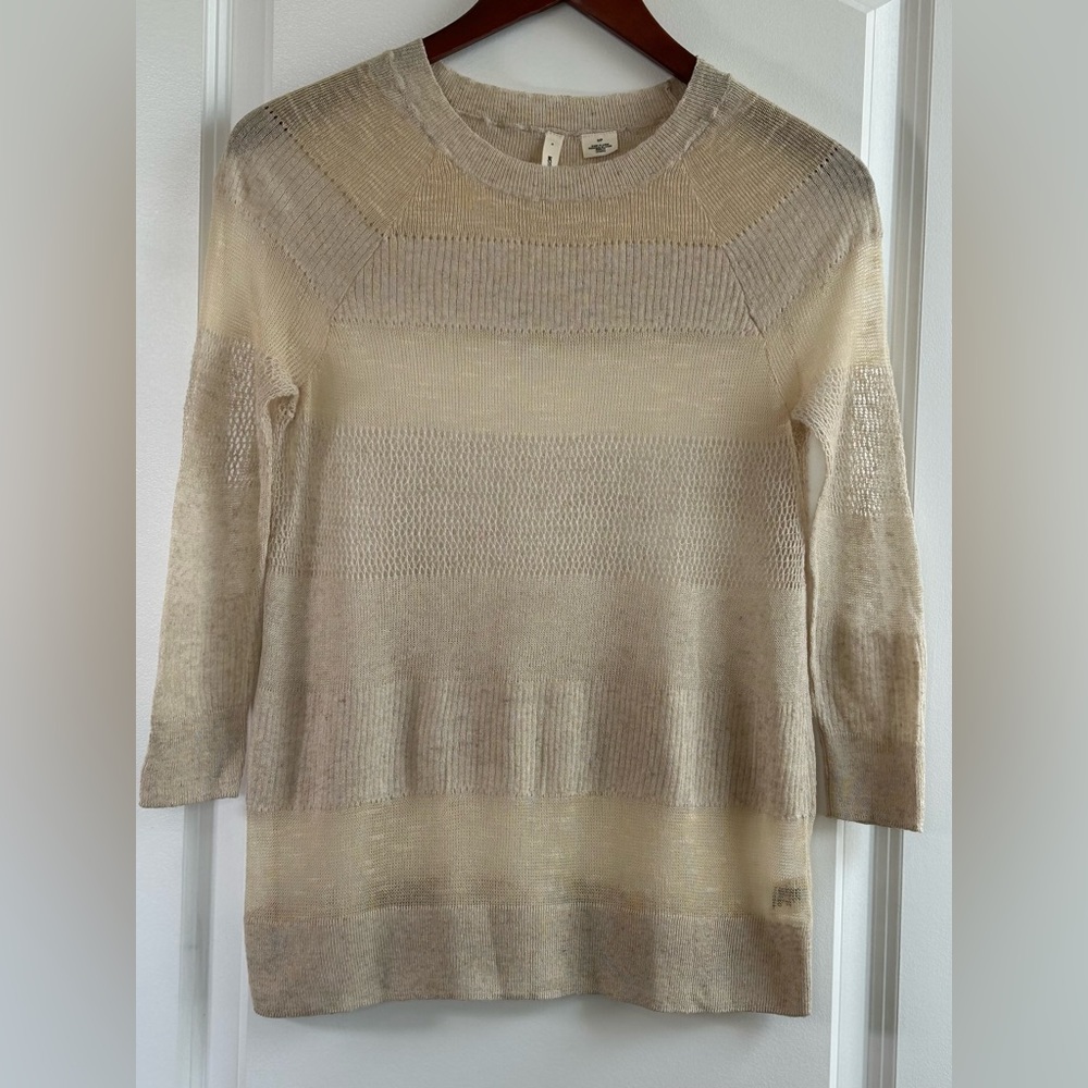 Anthropologie Moth Crew Neck Open Stitch Pullover Sweater, Small, Neutra…